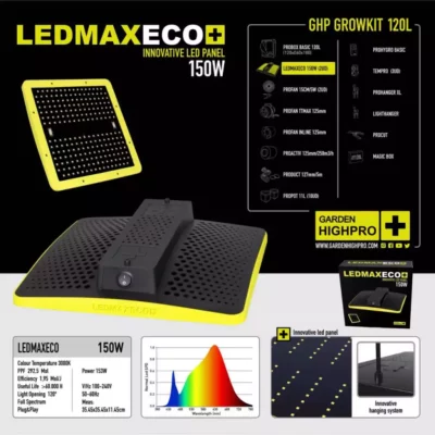 Growbox Set 120x60x180 cm | zwei LEDs | 300 Watt | Garden Highpro 23 drehandel led growbox set 120x60 low budget 3 pflanzen grow grosshandel11