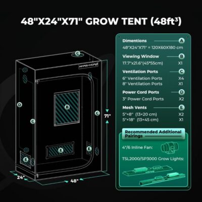 Mars Hydro Growzelt 120x60x180cm (4x2 ft) Indoor Grow – Bild 8